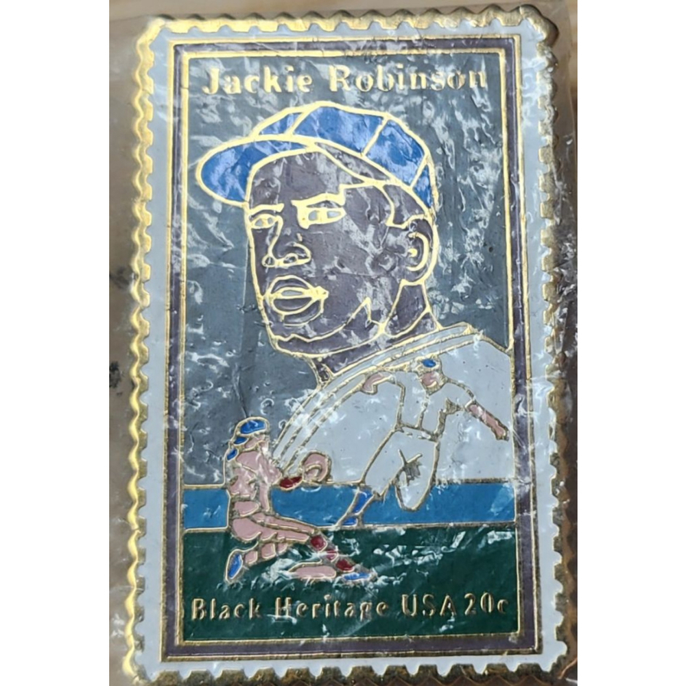 Jackie Robinson Black Heritage USA 20 Cent Postage Stamp Metal Enamel Lapel Pin
